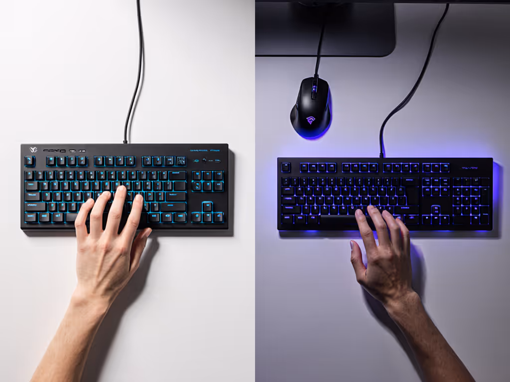 keyboard layout ergonomics comparison showing hand positioning on TKL vs full-size