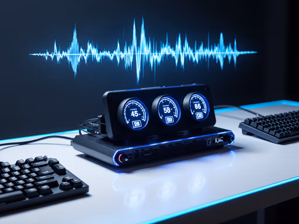 keyboard acoustic testing setup showing decibel readings