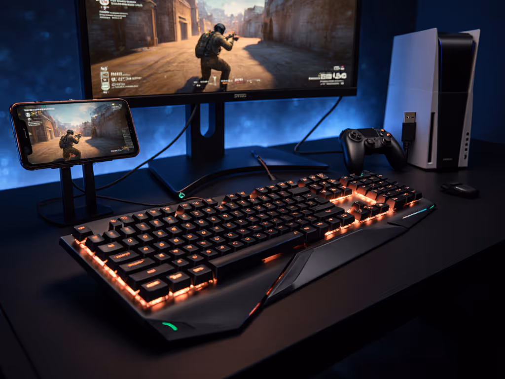 Split Gaming Keyboard: Seamless PC, Console & Mobile Switching